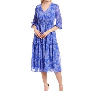 Just Taylor Blue Paisley Dress